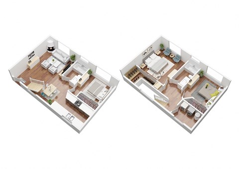 Floor plan for 3 beds, 2 baths, 1040 sqft